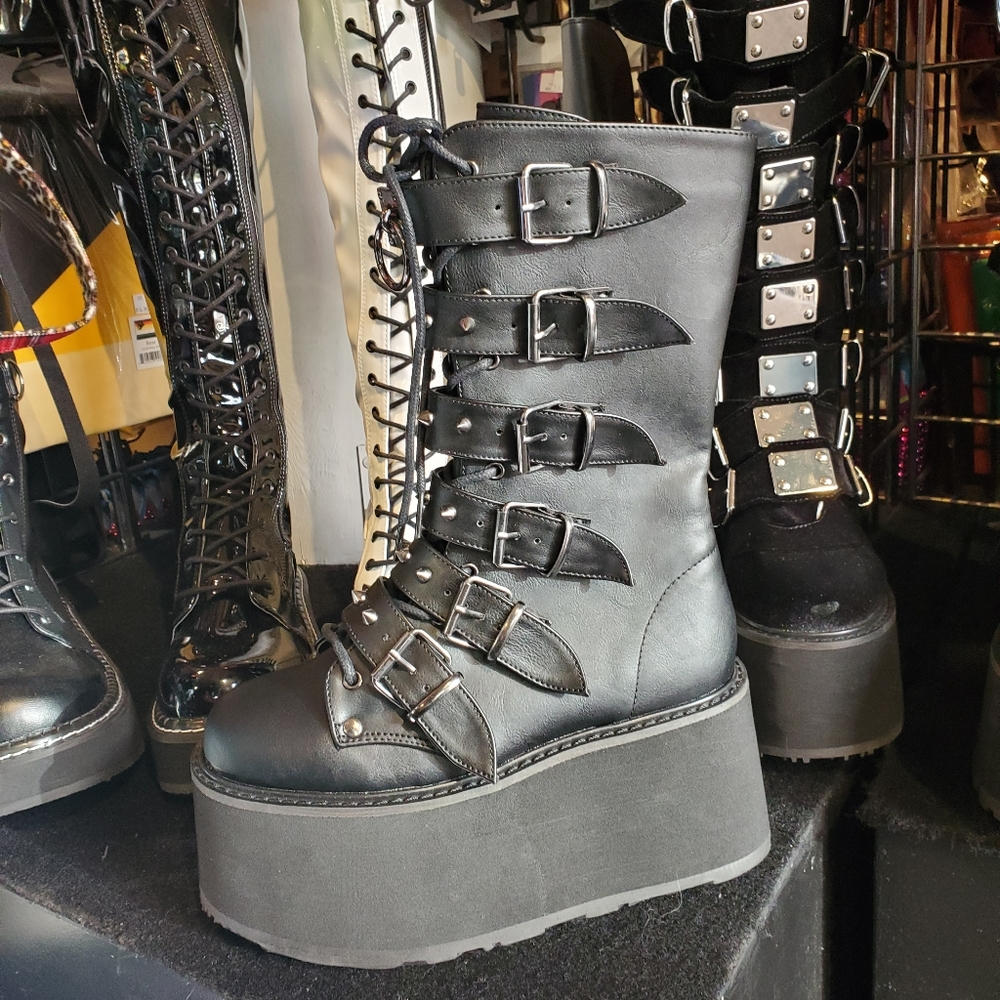 Black Vegan Leather Demonia Damned-225